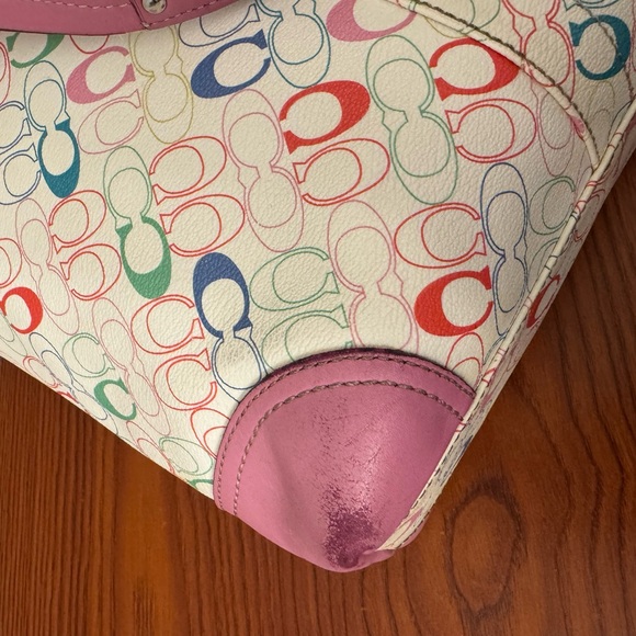 Coach Pink Multicolor Signature Tote with Cherry Charm Accent - Picture 13 of 13